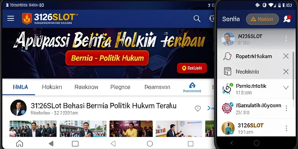 Antarmuka aplikasi 3126SLOT menampilkan berita politik dan hukum terkini.