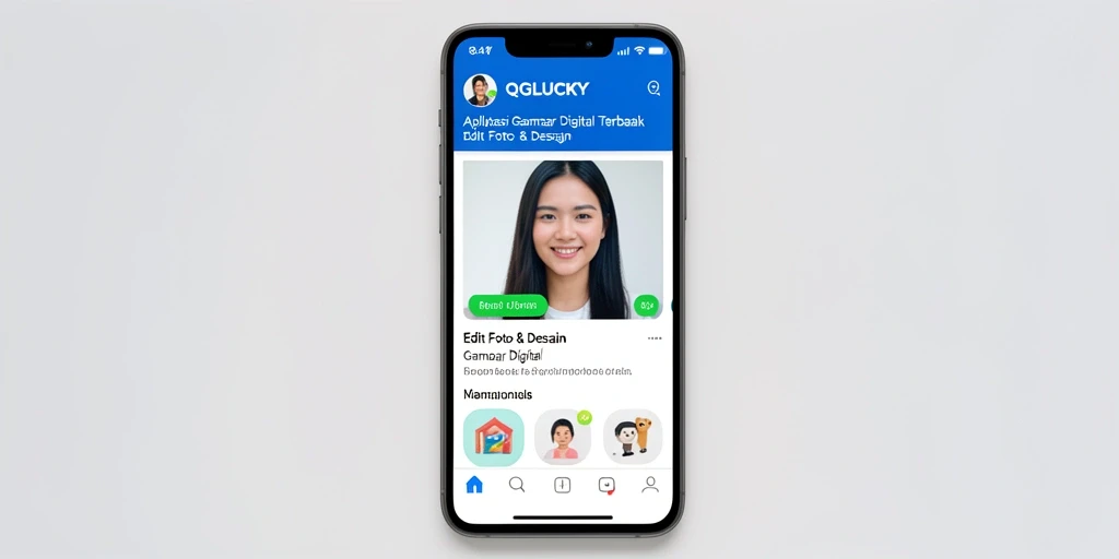 Antarmuka QGLUCKY menampilkan alat edit foto yang intuitif dan mudah digunakan.