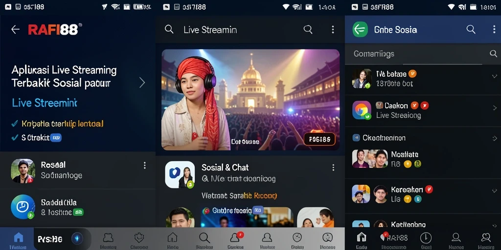 Tampilan antarmuka aplikasi Live Streaming RAFI88 yang menarik dan mudah digunakan.