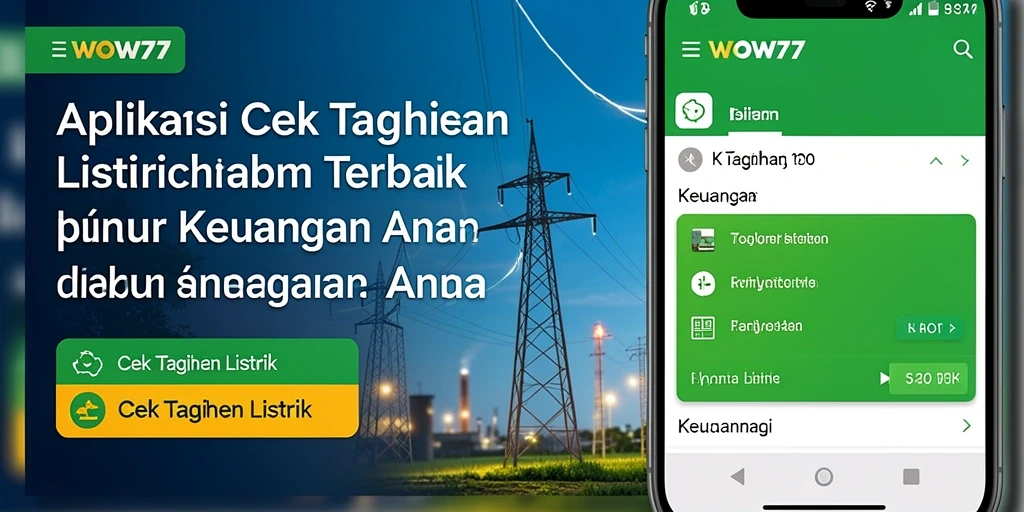 Tampilan utama WOW77 dengan fitur cek tagihan listrik yang praktis.